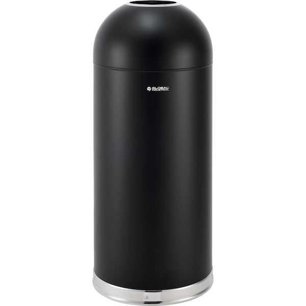 Global Industrial Round Indoor Metal Can, Black, Steel, 15-3/8 in 641596BK - main